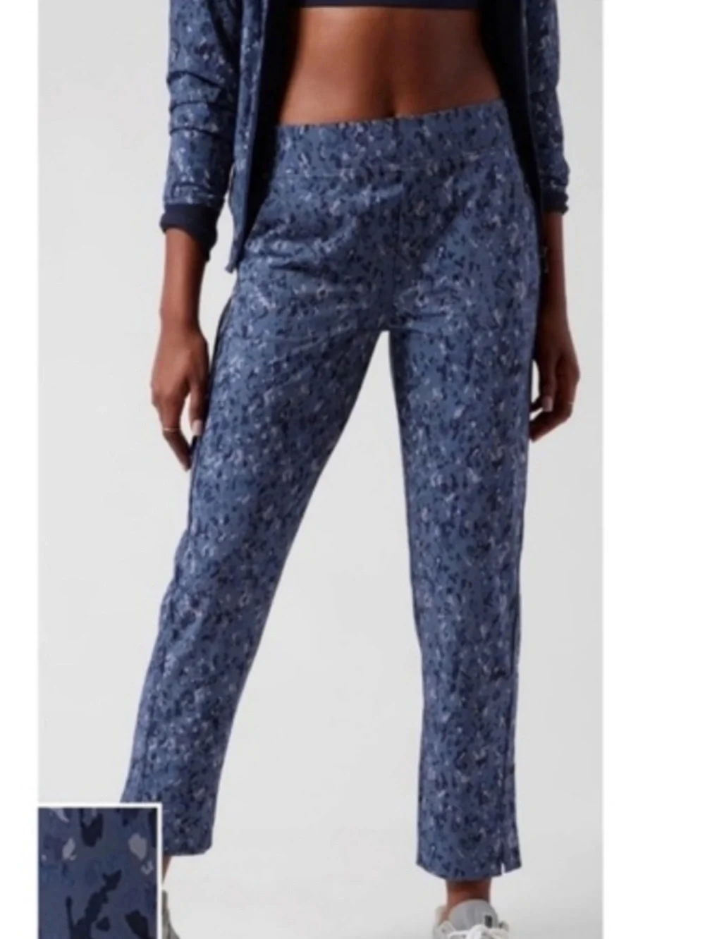 Athleta The Brooklyn Ankle Pant Captivate Chrome Blue Camo Size 4.